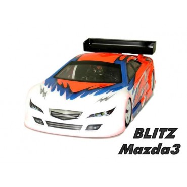 BOLHA BLITZ MAZDA 3 AUTOMODELO 1/10 200MM ON ROAD (TRANSPARENTE) BLITZ RACING BA 60106